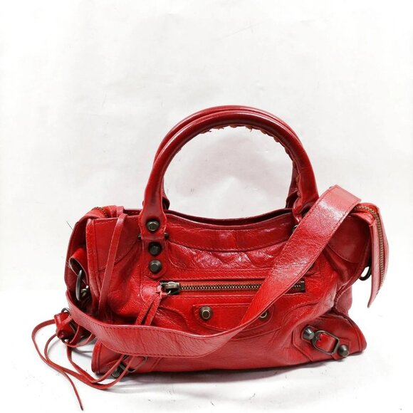 Balenciaga Red Leather Hand Bag mon1000-101425 - Picture 1 of 16